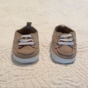 Linen Khaki Boat (Crib/Baby) Shoe